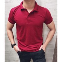 AT 12 Áo Thun Polo Có Cổ - Nam Nữ Mang Cặp Cực Đẹp Màu Đỏ Đô Thun Cotton Mềm Mát | Áo Phông Có Cổ