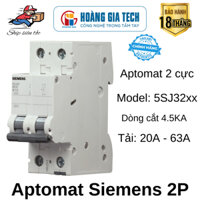 Át MCB Aptomat Siemens  2 Cực 5SJ32xx-7RC 20A 25A 32A 40A 63A Đường cong C (4.5KA) - Chính hãng