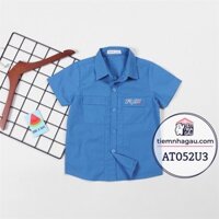 AT052 - Áo sơ mi 2 túi thêu chữ xanh dương 3/14