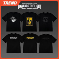 Ateez 2025 World Tour 'TOWARDS THE LIGHT: WILLY TO POWER' Merch Áo thun Cotton cổ điển Hàn Quốc tay ngắn in hình dáng rộng thời trang Áo sơ mi thường ngày Tee