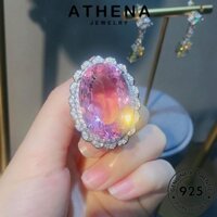 Athena JEWELLY Bạc Kim Cương 925 Pha Lê Nữ Tròn Hồng Ban Đầu Bộ Vòng Cổ S596