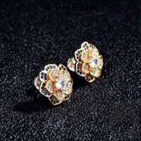 Athena JEWELLY Bông Tai Kim Cương Bông Tai Chính Hãng Nhiều Lớp Moissanite Nữ Bạc Vàng 925 E1088