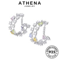 Athena JEWELRY Bạc Moissanite Nữ Đôi Bông Tai Kim Cương Vòng Tròn Ban Đầu Vòng 925 E1236