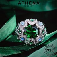 Athena JEWELRY Bạc Sang Trọng 925 Hình Bầu Dục Nhẫn Ngọc Lục Bảo Nữ Nguyên Bản R2402