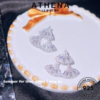 Athena JEWELRY Bông Tai Nữ Bạc 925 Nguyên Bản Kim Cương Đinh Quạt Moissanite E1243