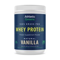 Athletic Greens 100% Grass-Fed Whey Protein Low Carb Low Sugar Natural Vanilla Flavor, 20 Grams of Protein per Serving, 653 g