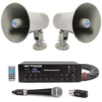 Atlas Sound GA-15T Speaker System Bundle with 30W Bluetooth Mixer Amplifier, Handheld Mic and U3 Digital Wireless Plug-On – Wireless Warehouse Soun...