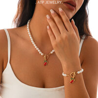 Atp Cây Giáng Sinh Jingle Bells Bông Tuyết Giả Ngọc Trai Bộ Phụ Kiện Thời Trang, Vòng Cổ & Vòng Tay Bộ Quà Tặng Giáng Sinh