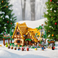 🚘︎Trong kho🚗 Disney Series 43242 Bạch Tuyết Bảy chú lùn Forest Cabin Khối xếp hình（35cm*20cm）
