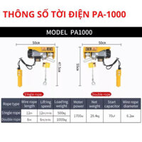 ATS_Tời điện PA 1000 động cơ điện dây đồng, pả lăng điện mini nâng hạ vật liệu xây dựng điện áp 220VAC