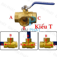 ATS_Van bi ba ngã đồng thau - van gạt tay đồng, van khóa khí nén hơi kiểu L,T