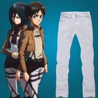Attack On Titan Movie Mikasa Costume Trousers Men Pants white