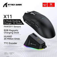 Attack Shark Mouse Gamer X11 PAW311 Kết nối ba chế độ Chuột không dây 2.4GHz / Có dây / Bluetooth Touch Đế sạc từ tính