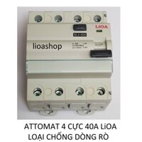 ATTOMAT 3 PHA 4 CỰC 40A LiOA - LOẠI CHỐNG DÒNG RÒ.