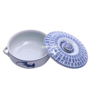 Âu cơm 100 chữ Thọ men lam cổ – phi 16cm