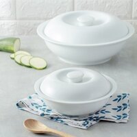 Âu cơm sứ trắng có nắp đậy - Sứ cao cấp Long Phương, phù hợp với nhà hàng, khách sạn - BB Mart