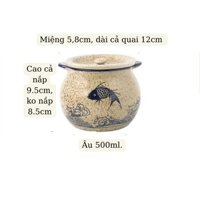 Âu đựng mỡ kèm thìa cá men tiêu, hũ đựng gia vị kèm thìa sứ Gốm Miu phong cách cổ điển