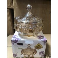 Âu thuỷ tinh màu vàng  đựng hoa quả bánh kẹo Mứt Tết  loại to  cực đẹp chất lượng đảm bảo an toàn khi sử dụng