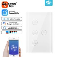 Aubess Mới Thông Minh Wifi Quạt Công Tắc Đèn Quạt Trần Đèn Bảng Điều Khiển Giọng Nói Đa Tốc Độ Điều Khiển Từ Xa Alexa Dây Trung Tính nhà Google