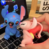 Aubreyb 2 Cái / cặp Móc khóa Lilo & Stitch, 2 Cái / cặp Móc khóa thiên thần khâu ánh sáng & âm thanh, Phụ kiện túi mặt dây chuyền hình Anime đáng yêu