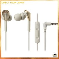 Audio-Technica ATH-CKS550XiS CG in-ear headphones for smartphones, wired, canal type, with powerful bass, compatible with high-resolution audio sources, Champagne Gold color.