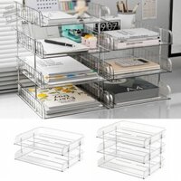 Augustina Clear Desktop Organizer, Hộp đựng giấy tập tin dung lượng lớn 2 / 3 tầng, Dụng cụ sắp xếp bàn bằng nhựa bền bỉ Tiết kiệm không gian A4 Khay lưu trữ tập tin Đồ dùng văn phòng