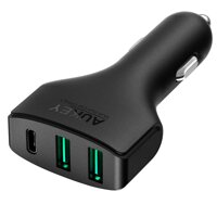 AUKEY Car Charger with USB C Port & Dual AiPower Ports for LG G5, Nexus 6P/5X, Samsung, iPhone & More | Qualcomm Certified