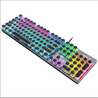 AULA F2068 Steampunk Gaming Mechanical Keyboard Green Axis Retro Desktop Notebook Keyboard LED Metal Usb Optical Wired 1