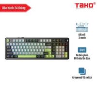 AULA F99 PRO (6678) BÀN PHÍM CƠ GAMING 3 MODE (Có núm xoay/ Đen + Xám + Xanh lá/ Greywood V3 switch)
