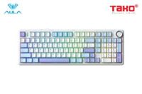 AULA F99 PRO (6685) BÀN PHÍM CƠ GAMING 3 MODE (Phiên bản Có núm xoay/ Xanh dương + Trắng + Tím/ Grey Wood V3 Switch)