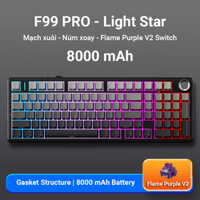 [AULA F99 PRO] Bàn phím cơ AULA F99 -  MẠCH XUÔI KEYCAP NINJA -  Núm xoay - Switch Flame Purple V2 - Pin 8000 - BH 12T