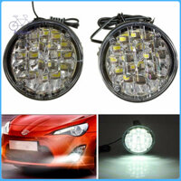 Auleset 2 Chiếc 12V 18LED Xe Ô Tô Đèn Sương Mù Lái Xe Tròn DRL Đèn Chạy Ban Ngày