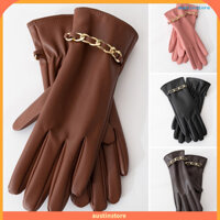 [Aus] 1 Cặp Trang Trí Dây Xích Co Giãn Vòng Tay Giả Da Nữ Găng Tay Mùa Đông Lông Cừu Lót Màn Hình Cảm Ứng Găng Tay Lái Xe Toàn Ngón Tay