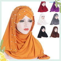 [Aus] Khăn trùm đầu nữ thời trang Hạt tròn Ngọc trai giả Mũ quàng cổ quấn cho cuộc sống hàng ngày