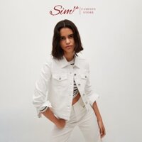 Auth Áo Khoác Jacket Denim Cao Cấp Màu Trắng Tay Dài Trẻ Trung Sim Fashion