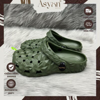 (Auth) Dép Sục Cross Geometric Classic Clog Unisex Nam Nữ Màu Xanh Rêu Kiểu Dáng Kim Cương Sầu Riêng - Asyon Outlet