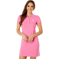 [Auth] Size S, Đầm thể thao Polo thun cotton chấm bi nên hồng đậm U.S.POLO ASSN.