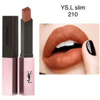 [Auth] Son YSL Rouge Pur Couture The Slim Glow Matte 210 Nude Our Of Line.Màu Cam nude