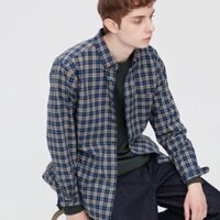 [Auth Uniqlo] Áo Sơ Mi Kẻ Sọc Cotton Mịn Dài Tay Nam Uniqlo - Nhật Bản