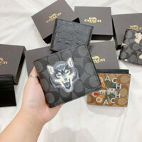 (Auth 💯) Ví Coach Ngắn Wolf Motif, Mã Code F31522 * Ví Coach Nam Chính Hãng Full Box