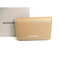 Authentic BALENCIAGA Light Brown Leather Card Holder Ville Accordeon Hold #9640  Pre-owned