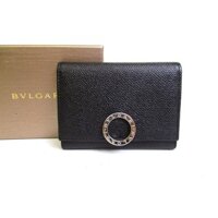 Authentic BVLGARI Logo Clip Black Leather Business Card Case Card Holder #a165  Pre-owned