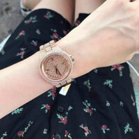 [Authentic ] Đồng hồ nữ chính hãng MK5948 mặt tròn đính đá full màu vàng hồng rose siz 33mm