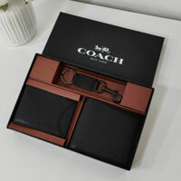(Authentic) Set Ví Nam Coach Men’s Kèm Móc Khóa Màu Đen