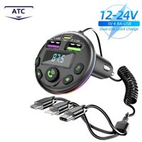 Autoche Xe Bluetooth 5.0 Bộ Phát FM MP3 Trình Điều Chế Máy Nghe Nhạc Rảnh Tay Bộ Thu Âm Thanh Với Cáp Sạc 3 Trong 1 Cho IPhone Huawei Xiaomi