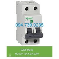 Automat Schneider 2P 16A 4.5kA - Schneider EZ9 2P 16A - MCB 2P 16A Schneider - Cầu Dao EZ9F34216