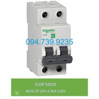 Automat Schneider 2P 20A 4.5kA - Schneider EZ9 2P 20A - MCB 2P 20A Schneider - Cầu Dao EZ9F34220