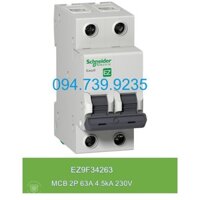 Automat Schneider 2P 63A 4.5kA - Schneider EZ9 2P 63A - MCB 2P 63A Schneider - Cầu Dao EZ9F34263