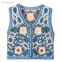 Autu Hoa Hàn Quốc Mùa Hè Móc Áo Cotton Rỗng Ra Slim Áo Khoác Nữ Cardigan Cho Hẹn Hò Mua Sắm