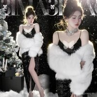 Autumn and Winter new photographing snow white Series Christmas theme photo fur maiden chaeba thousand gold art photo clothing